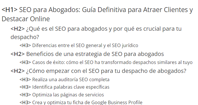 Ejemplo estructura de la web